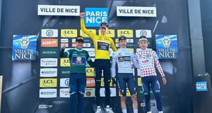 Le podium des quatre maillots de l'édition 2025 du Paris-Nice