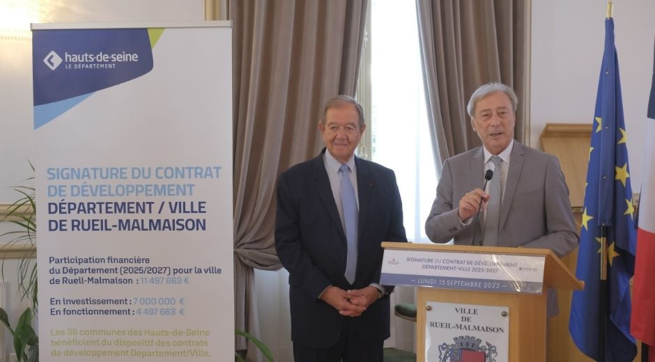 contrat-developpement-rueil-hauts-de-seine Patrick Ollier, maire de Rueil-Malmaison et Georges Siffredi, Président du Département des Hauts-de-Seine