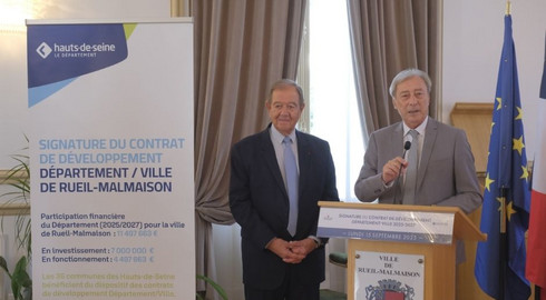 contrat-developpement-rueil-hauts-de-seine Patrick Ollier, maire de Rueil-Malmaison et Georges Siffredi, Président du Département des Hauts-de-Seine