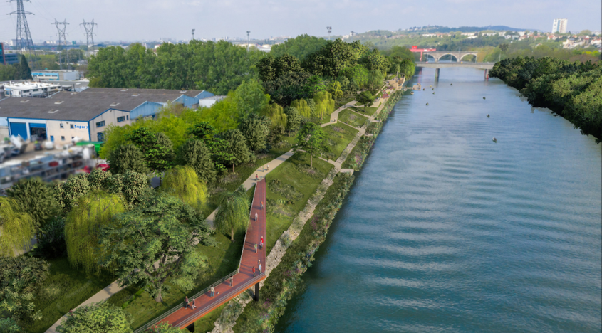 Projection des berges à Villeneuve-la-Garenne et Gennevilliers après le rémaménagement